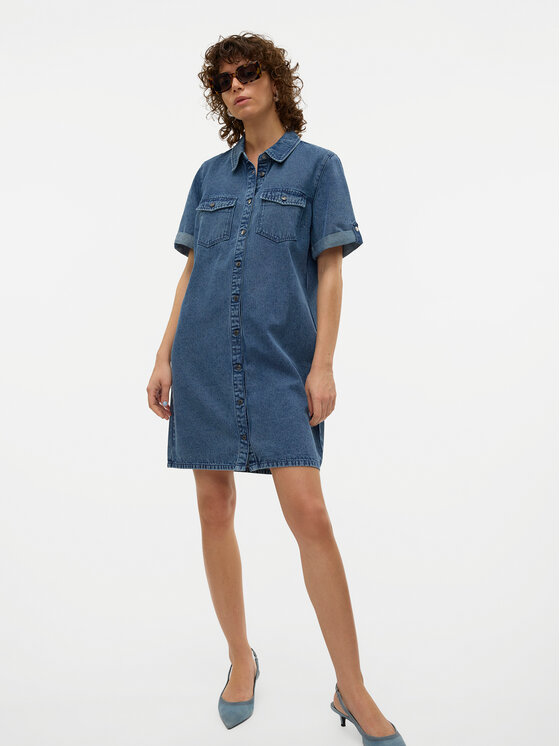 Vero Moda Vero Moda Sukienka jeansowa Jennie 10309665 Niebieski Regular Fit
