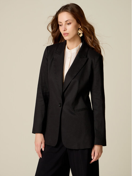 Oltre Oltre Marynarka Q002R004620N033 Czarny Regular Fit