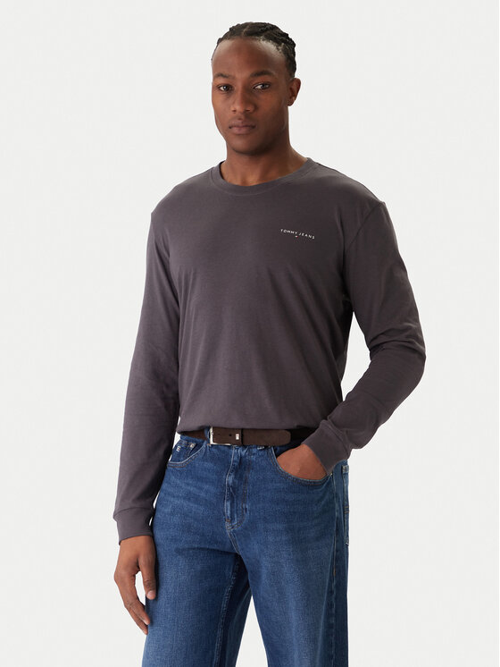Tommy Jeans Tommy Jeans Longsleeve Chest Linear DM0DM21594 Gri închis Regular Fit