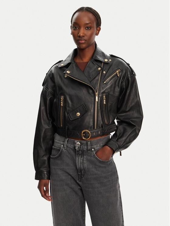 Just Cavalli Just Cavalli Kožená bunda 78PAVP05 CP009 Černá Regular Fit