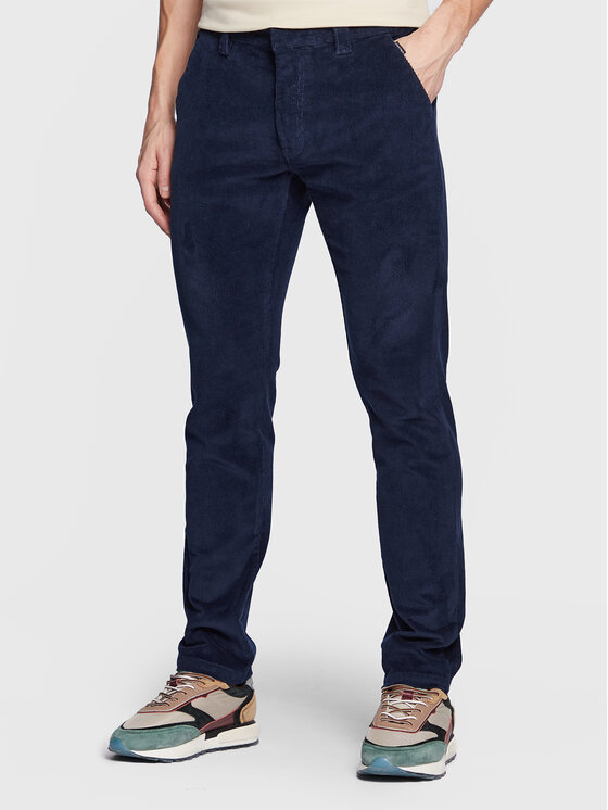 Blend Hlače iz tkanine 20714780 Mornarsko modra Slim Fit