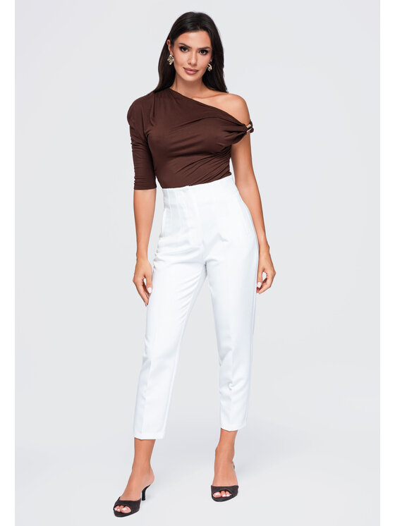 Ombre Ombre Bluzka OW-TS-E0075 Brązowy Slim Fit