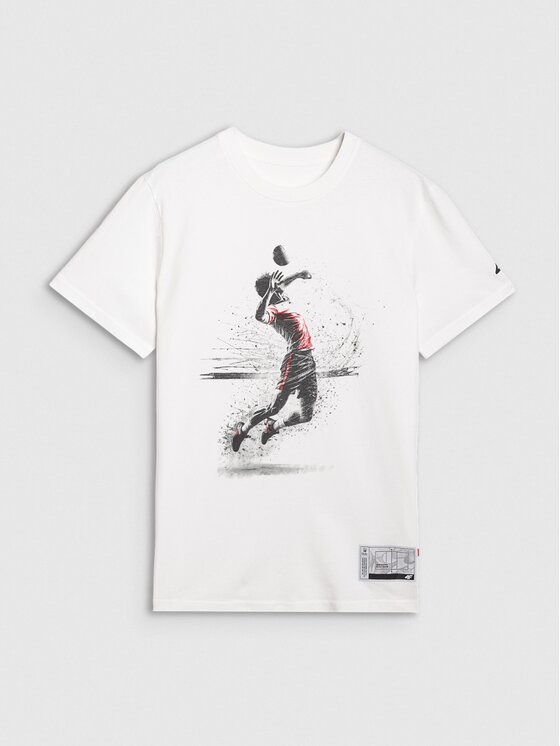 4F 4F T-Shirt 4FRAW25TTSHM3318-10S Λευκό Regular Fit