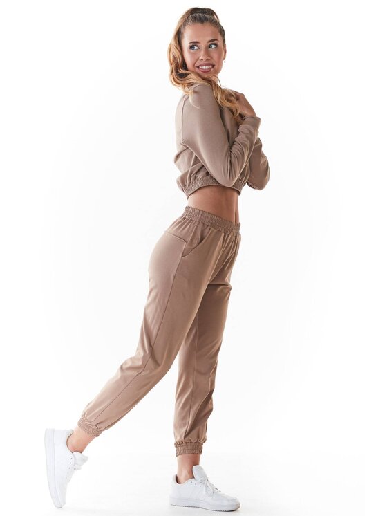 Infinite You Infinite You Spodnie damskie M236 Beżowy Basic Fit
