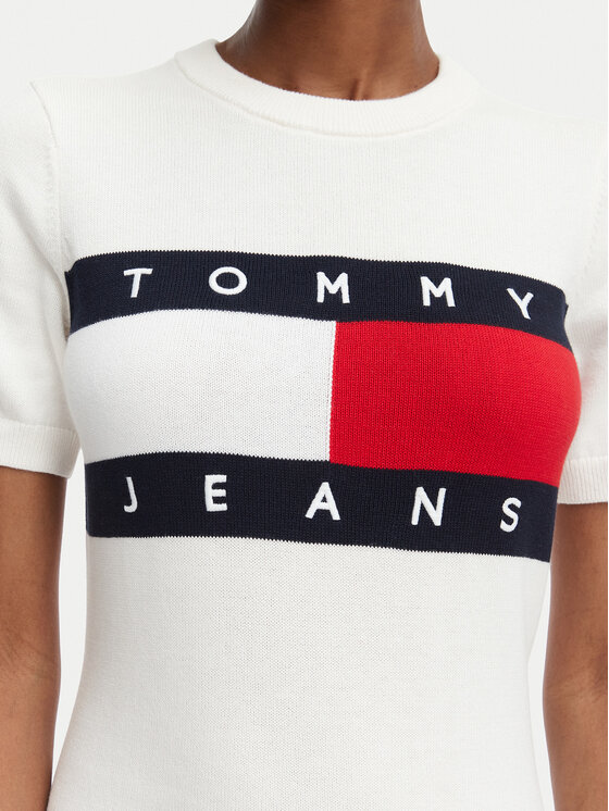 Tommy Jeans Tommy Jeans Φόρεμα καθημερινό Flag DW0DW22853 Λευκό Slim Fit