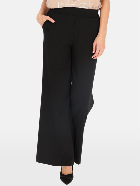 Perso Perso Bavlnené nohavice PTE242408F Čierna Regular Fit