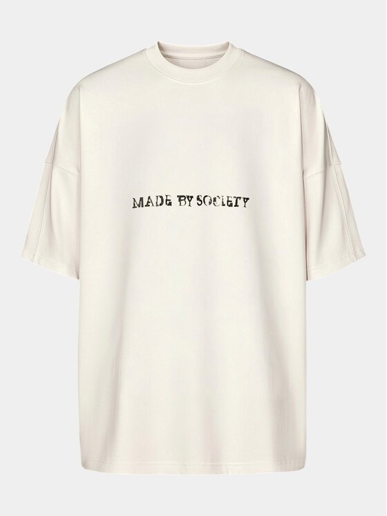 MADE BY SOCIETY MADE BY SOCIETY T-Shirt Tricou "YHWH" - T16811 Beżowy Basic Fit
