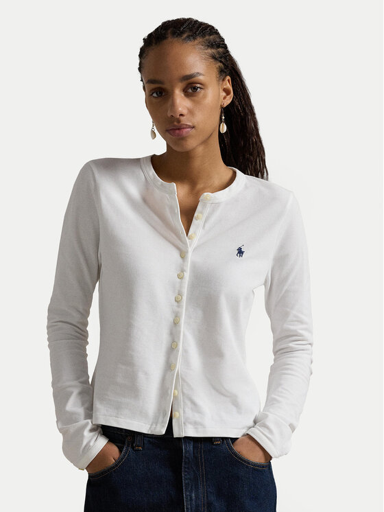 Polo Ralph Lauren Kardigán 211941175004 Biela Slim Fit