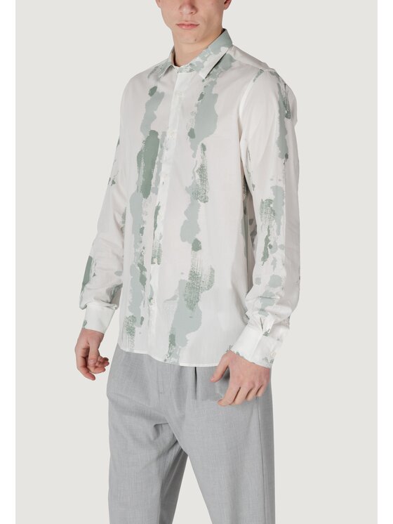 Antony Morato Antony Morato Camicia BARCELONA REGULAR STRAIGHT FIT WITH LOGOED METAL BADGE Verde Regular Fit