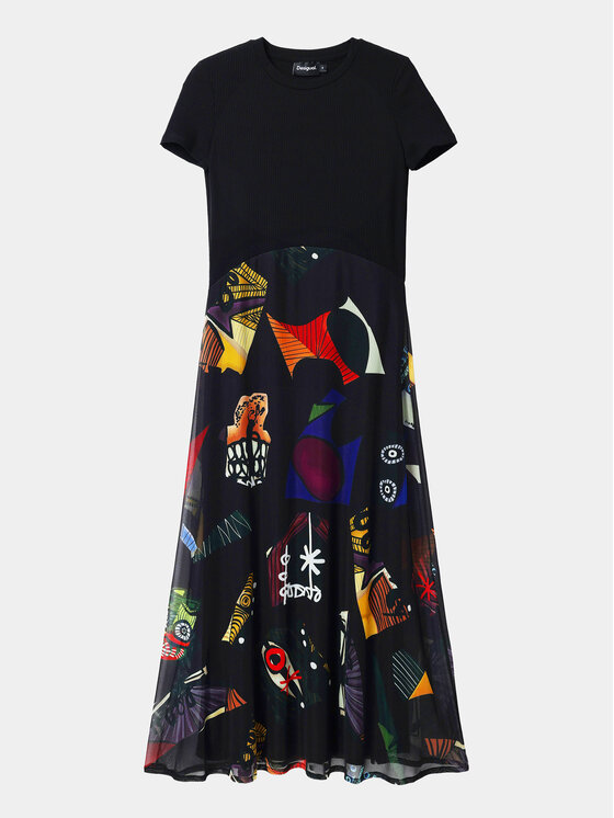 Desigual Desigual Haljina za svaki dan MONSIEUR CHRISTIAN LACROIX Lin 24SWVK47 Crna Regular Fit