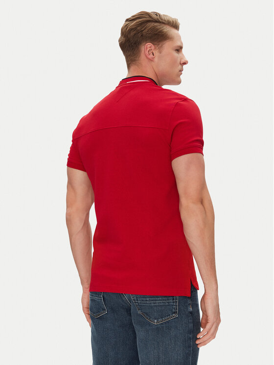 Tommy Hilfiger Tommy Hilfiger Тениска с яка и копчета Mao MW0MW34752 Червен Slim Fit