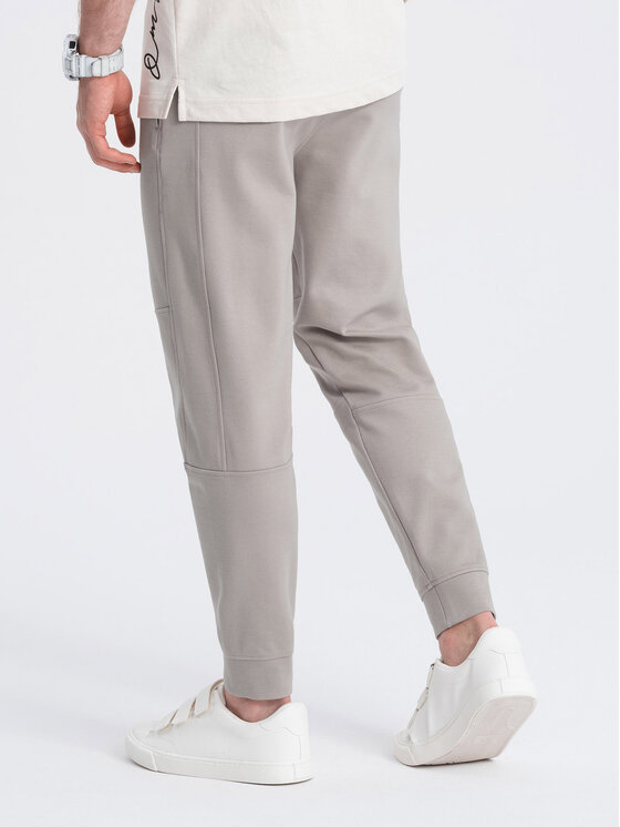 Ombre Ombre Spodnie dresowe OM-PASK-0142 Beżowy Regular Fit