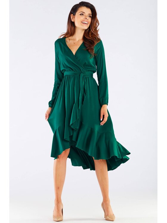 Awama Awama Letní šaty A456 Zelená Basic Fit