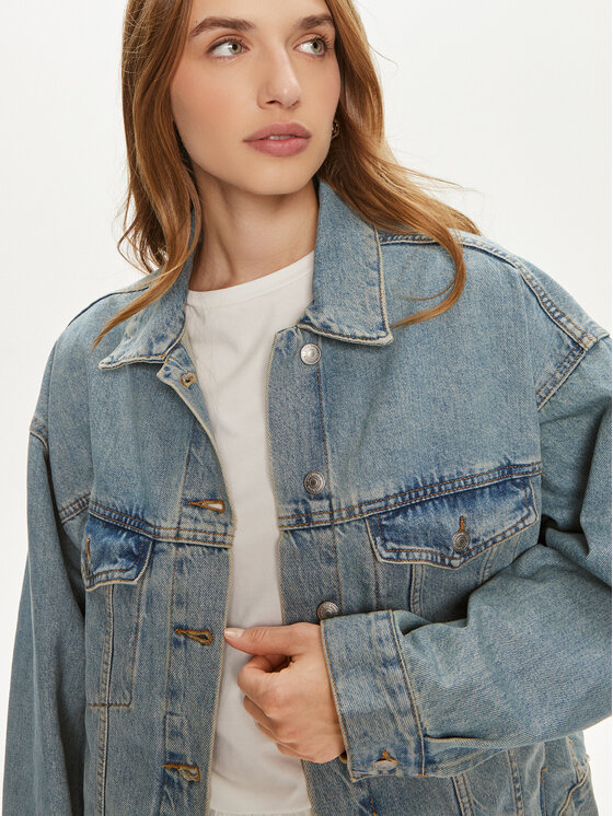 Gina Tricot Gina Tricot Kurtka jeansowa 22124 Niebieski Loose Fit