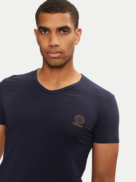 Versace Versace T-shirt AUU01004 1A1001 Blu scuro Regular Fit