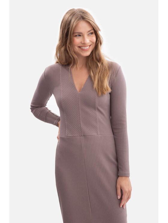 BeWear BeWear Sukienka dzianinowa b307 Brązowy Baggy Fit