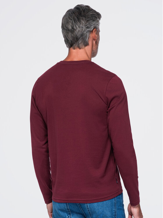 Ombre Ombre Longsleeve OM-LSBL-0143 Bordowy Regular Fit
