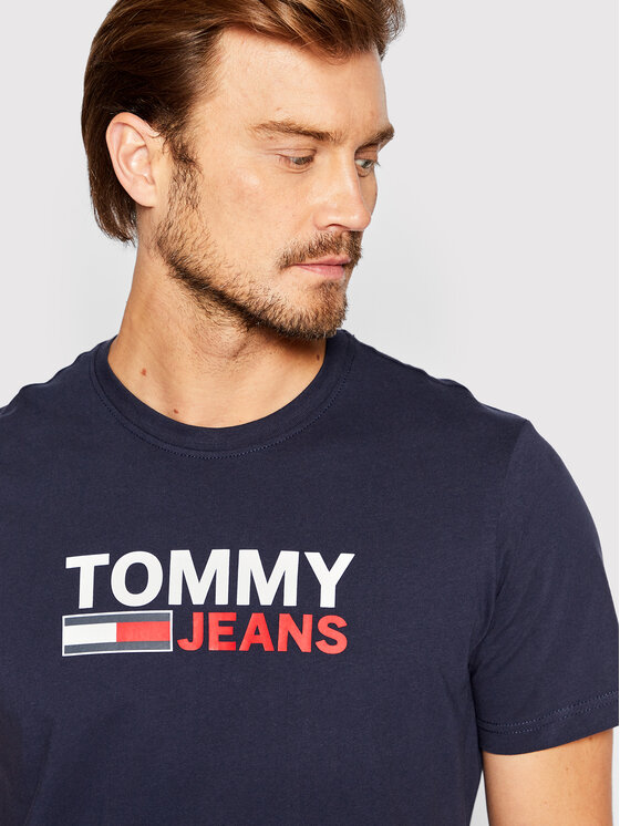 Tommy Jeans Tommy Jeans T-Shirt Corp Logo DM0DM15379 Granatowy Regular Fit