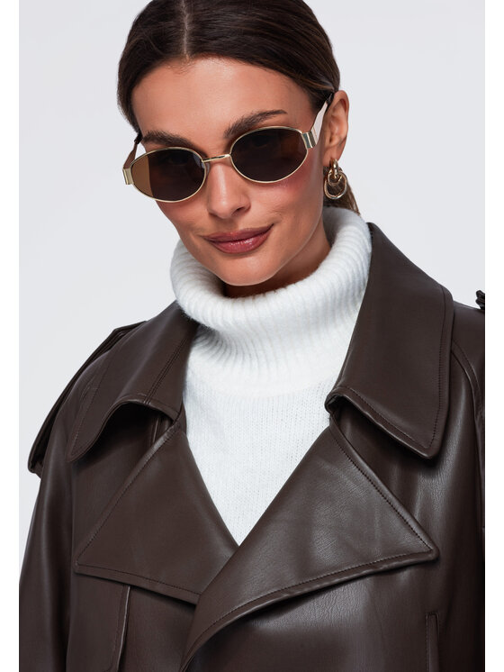 Ombre Ombre Kurtka przejściowa OW-JANP-0143 Brązowy Regular Fit
