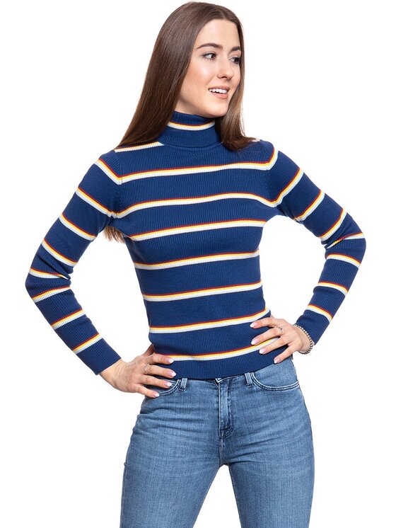 Wrangler Wrangler Sweter TURTLE NECK Kolorowy Slim Fit