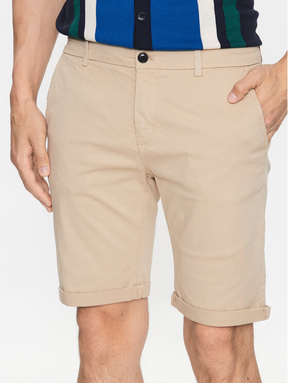Lindbergh Lindbergh Šortky z materiálu 30-505044 Béžová Slim Fit