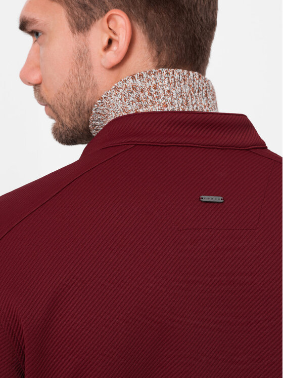 Ombre Ombre Kurtka przejściowa OM-JANP-0138 Bordowy Regular Fit