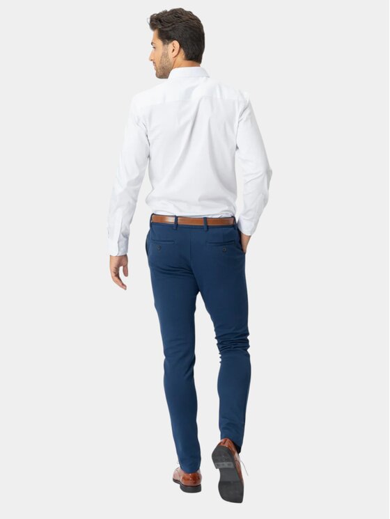 TeeShoppen TeeShoppen Spodnie garniturowe 'Perform Collection' Niebieski Slim Fit