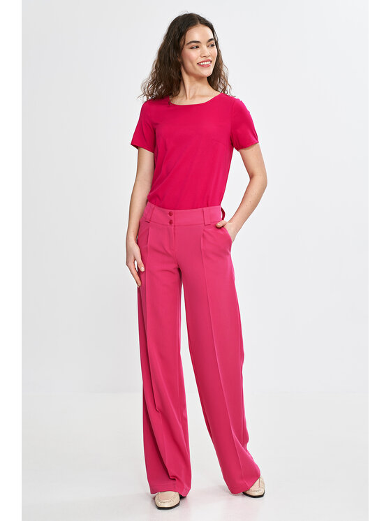 NIFE NIFE Kalhoty z materiálu SD112 Růžová Regular Fit
