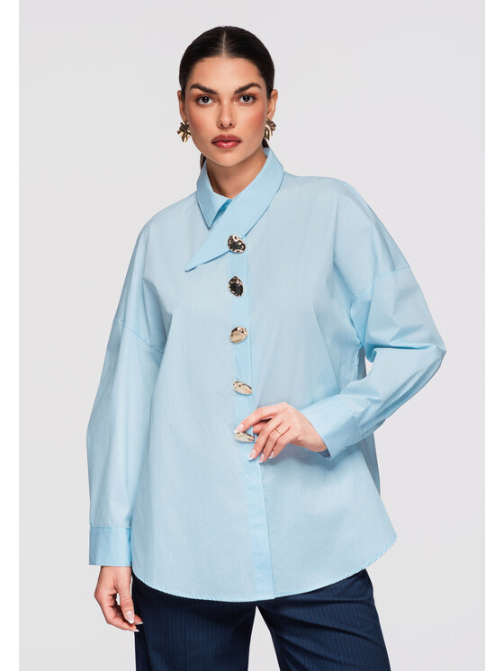 Ombre Ombre Koszula OW-SH-E0014 Niebieski Oversize