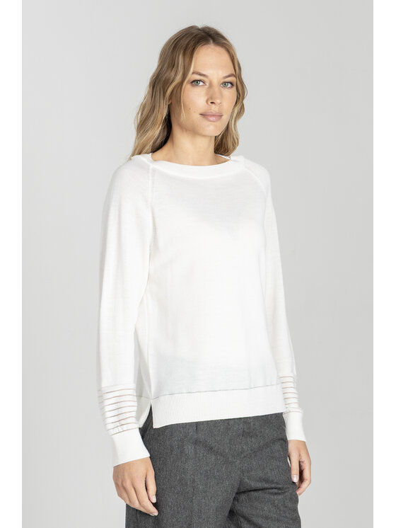 Deni Cler Milano Deni Cler Milano Sweter T-DC-S478-E5-90-10-1 Biały Regular Fit