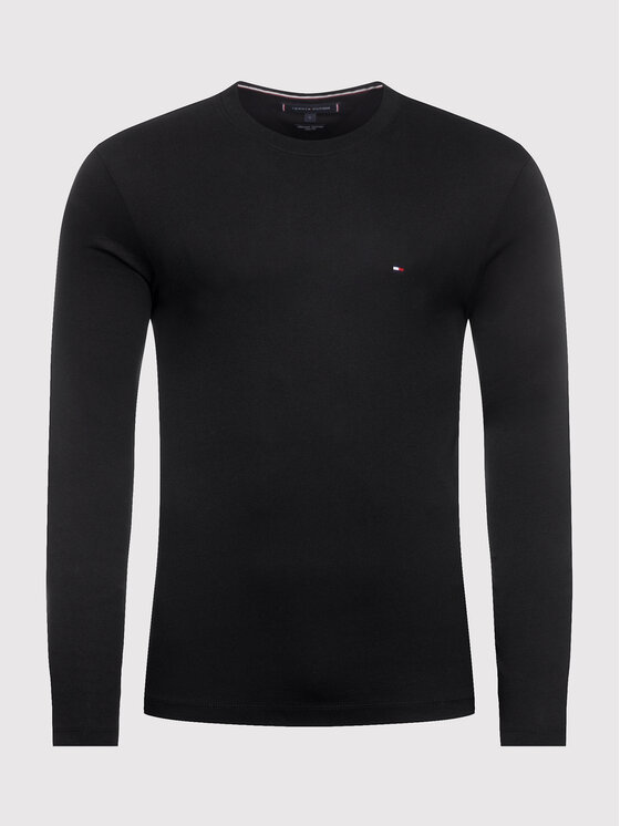 Tommy Hilfiger Tommy Hilfiger S dlouhým rukávem Stretch Tee MW0MW10804 Černá Slim Fit