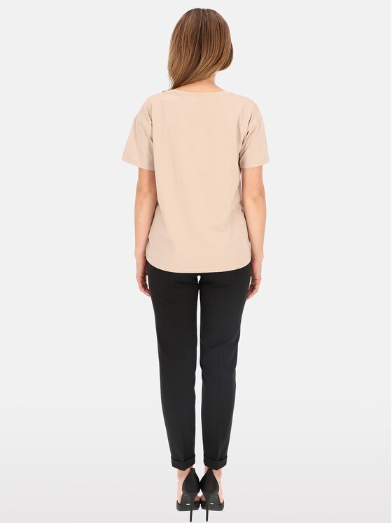 Perso Perso T-Shirt TCE240246F Beżowy Regular Fit