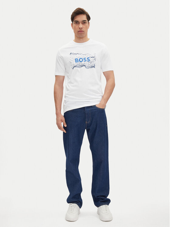 BOSS BOSS T-Shirt Logo Space 50539186 Biały Regular Fit