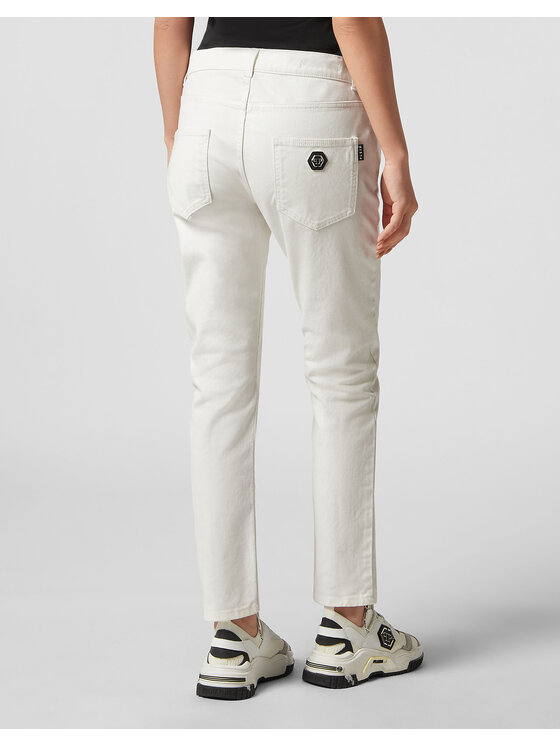 PHILIPP PLEIN PHILIPP PLEIN Jeansy 2427 Biały Boyfriend Fit