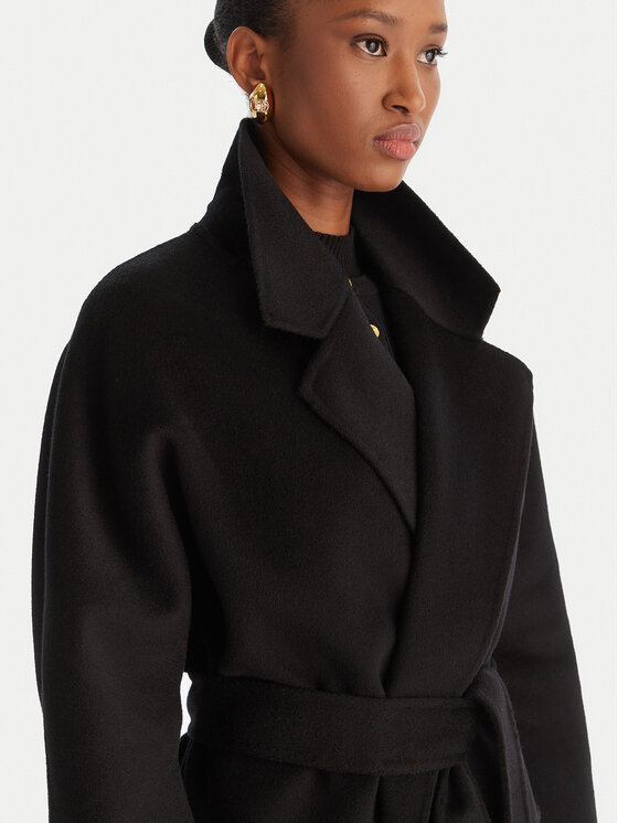 Elisabetta Franchi Elisabetta Franchi Płaszcz wełniany CP-68D-56E2-V820 Czarny Regular Fit