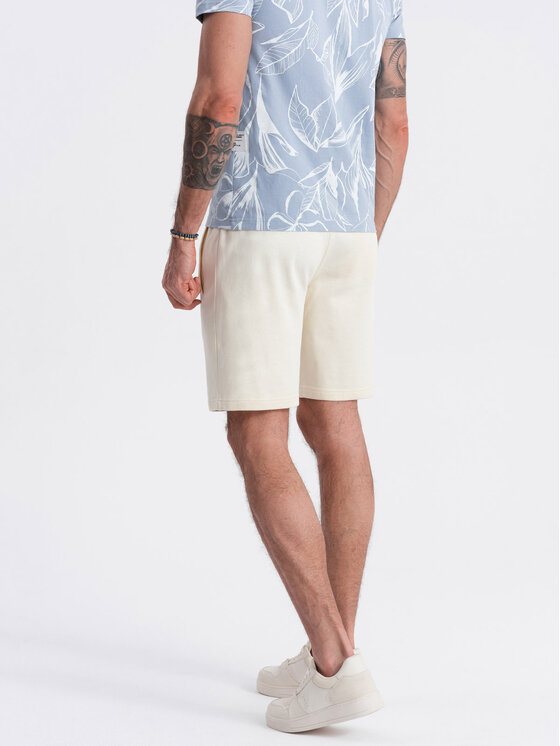 Ombre Ombre Šortky z materiálu OM-SRBS-0139 Écru Regular Fit