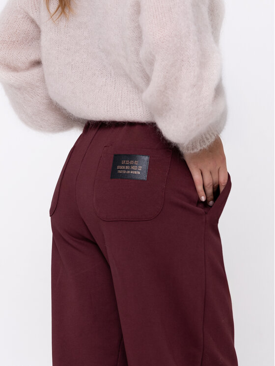 Miss LK Miss LK Spodnie materiałowe MISSLKSM Bordowy Loose Fit