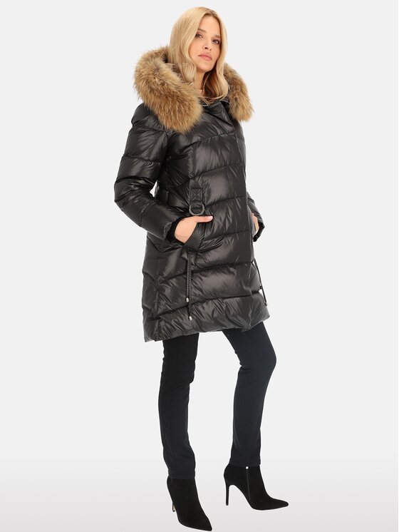 Perso Perso Kurtka damska BLH241062FXR Czarny Regular Fit