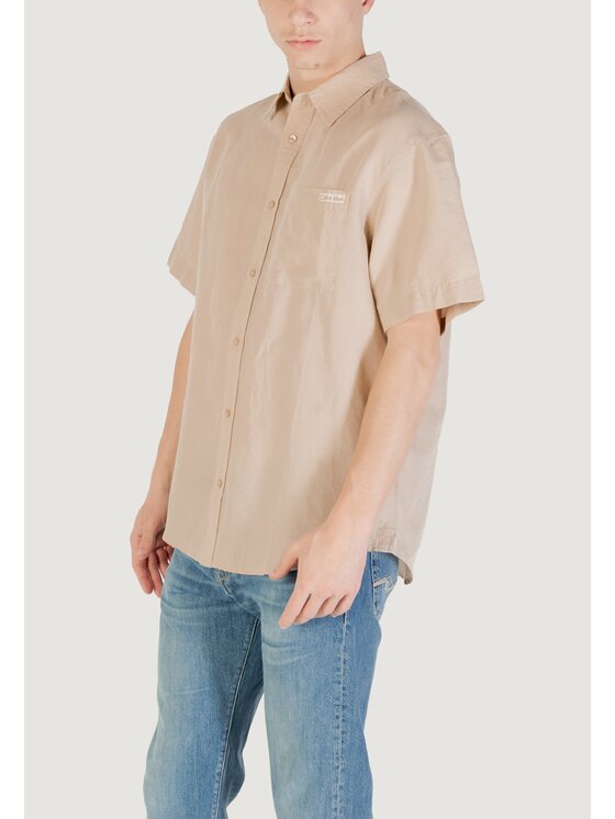 Calvin Klein Jeans Calvin Klein Jeans Camicia LINEN COTTON S/S Beige To Fit