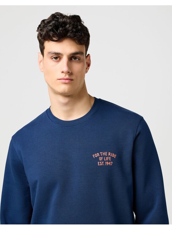 Wrangler Wrangler Bluza GRAPHIC CREW Niebieski Relaxed Fit