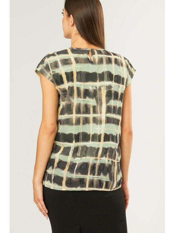 QUIOSQUE QUIOSQUE Halenka BLURRY CHECK SHIRT Zelená Regular Fit