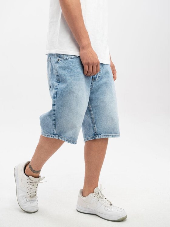 Jigga Wear Jigga Wear Szorty jeansowe Krótkie Spodenki Jeansowe Męskie Niebieskie / Złote Jigga Wear Crown 36 Niebieski Regular Fit