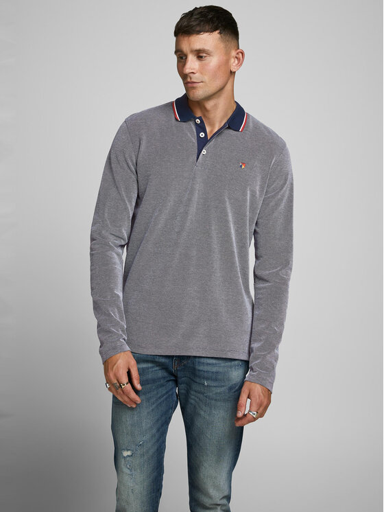 Jack & Jones Jack & Jones Тениска с яка и копчета 12174038 Сив Regular Fit