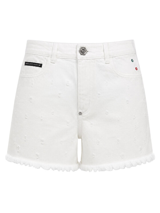 PHILIPP PLEIN PHILIPP PLEIN Pantaloncini di jeans 31768 Bianco Skinny Fit