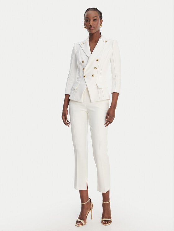 Elisabetta Franchi Elisabetta Franchi Medžiaginės kelnės PA-166-61E2-V300 Balta Slim Fit