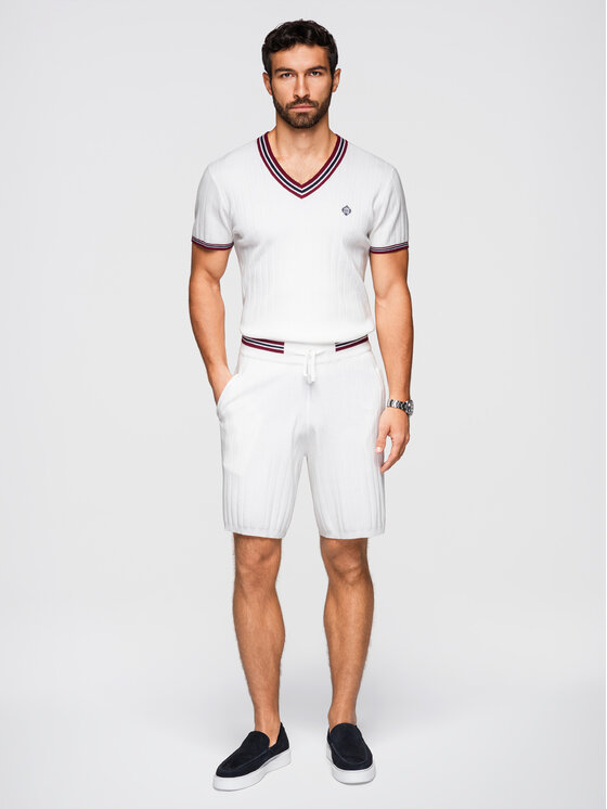 Ombre Ombre Szorty materiałowe OM-SRCS-0203 Biały Regular Fit