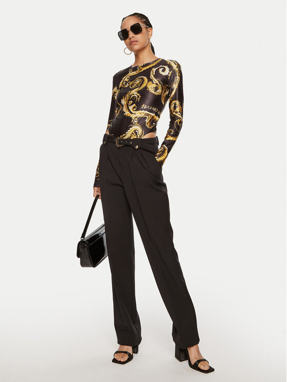 Versace Jeans Couture Versace Jeans Couture Kalhoty z materiálu 77HAA117 Černá Straight Fit