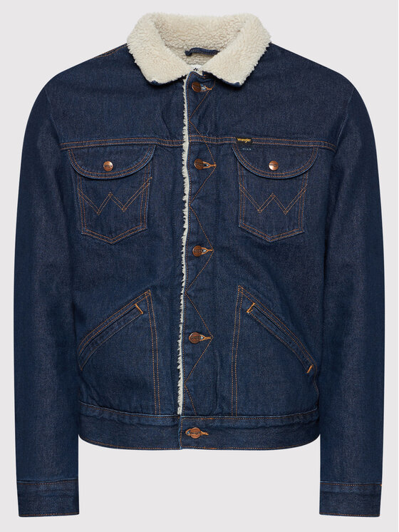 Wrangler Jeansjacke Sherpa W4MSUG37F 112141372 Dunkelblau Regular 