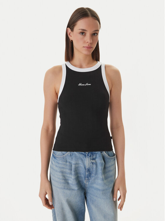 Guess Jeans Guess Jeans Top W6GPZ8 KF641 Čierna Slim Fit