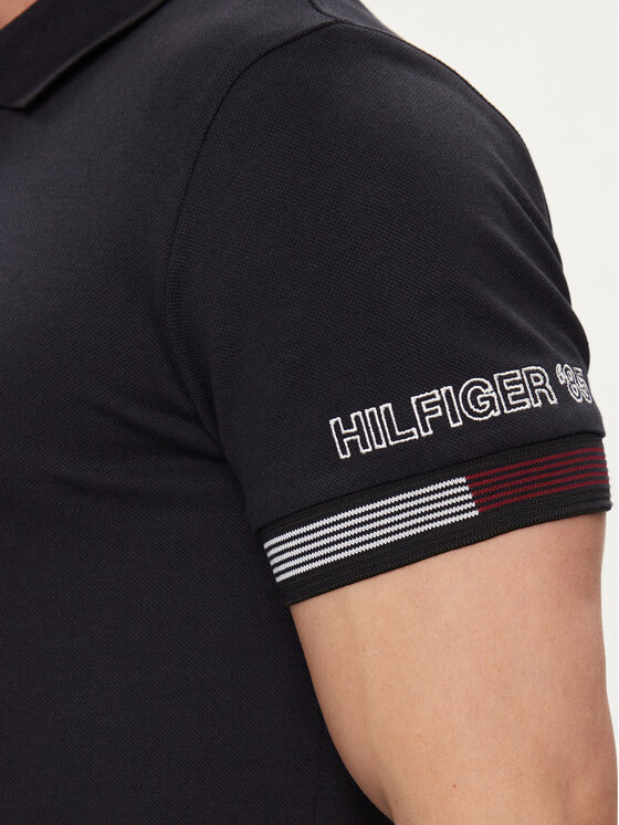 Tommy Hilfiger Tommy Hilfiger Polo Flag MW0MW34780 Granatowy Slim Fit